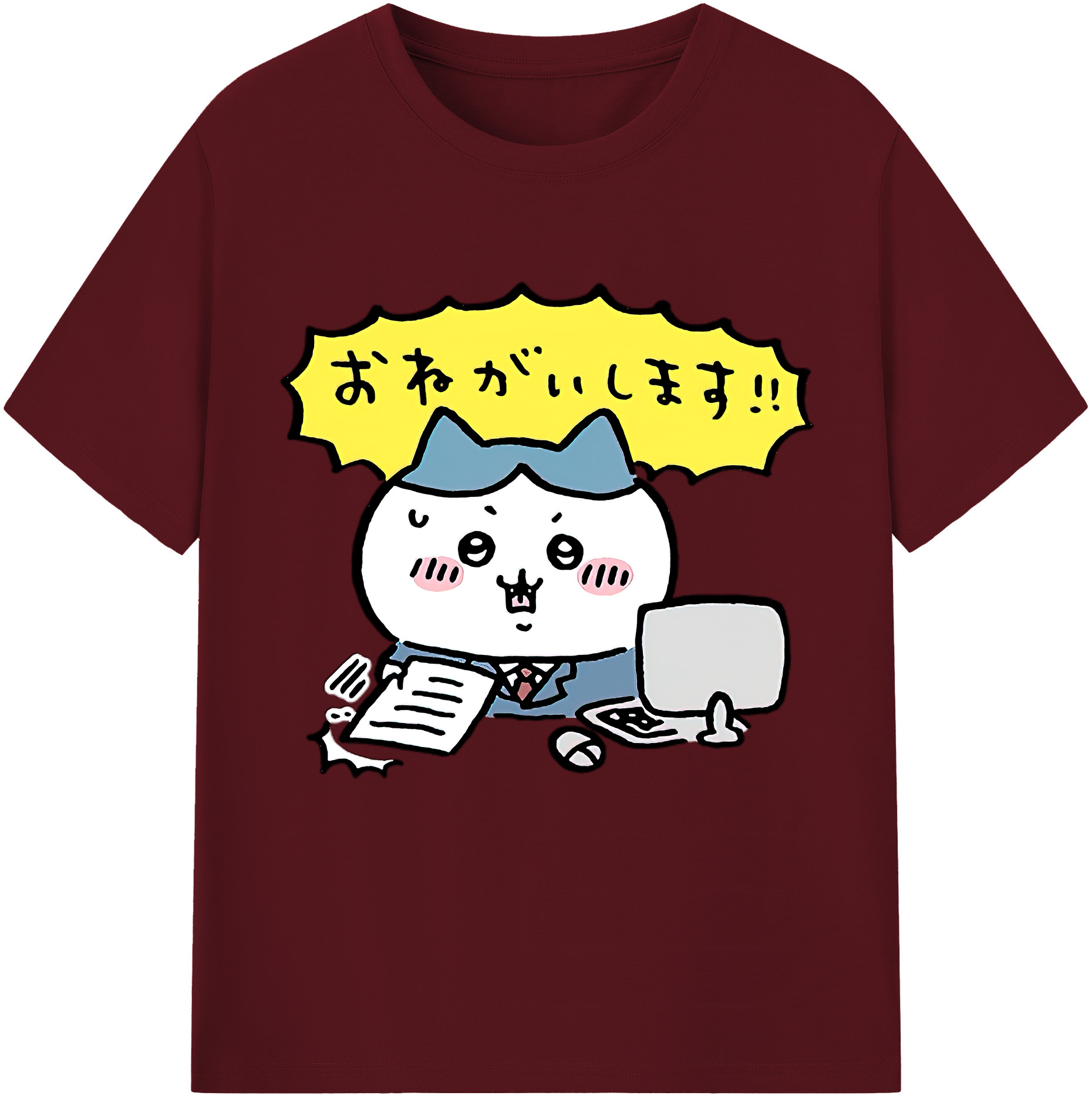（画像用） ちいかわ ハチワレ Chii-kawa hachiware 綿100％半袖Tシャツ（フロントプリント）